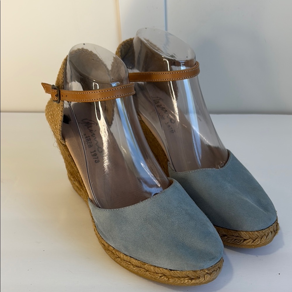 Gaimo Blue Suede Espadrille Wedge